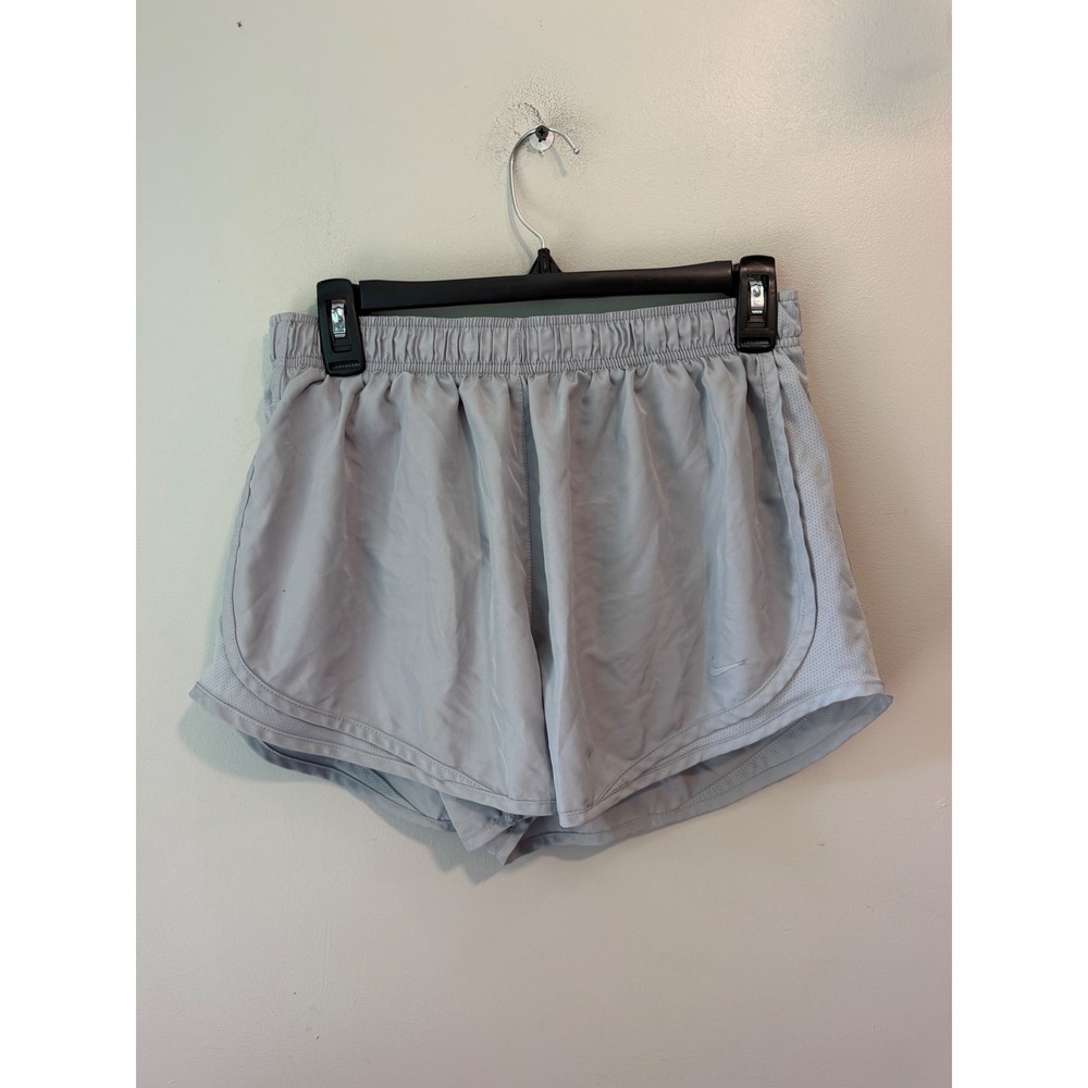 Nike Dri-FIT Women Running Shorts Gray Mesh Panel Athletic Workout Size L